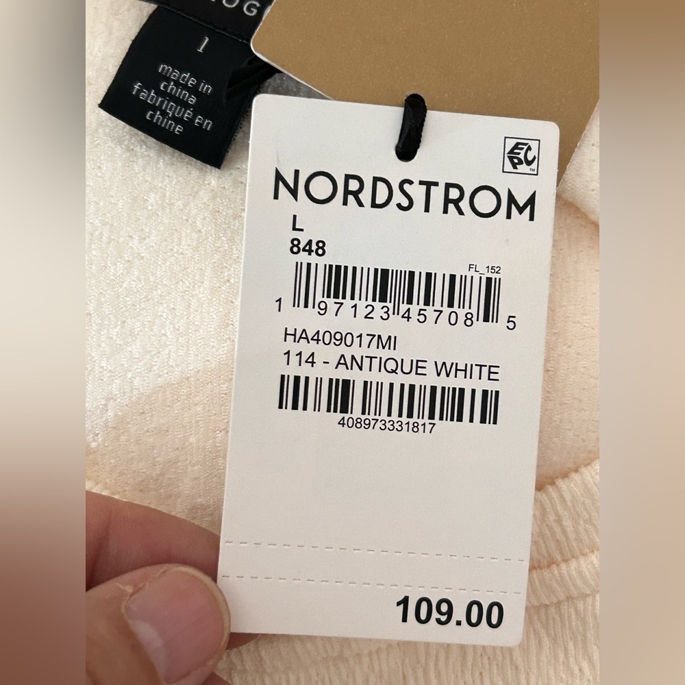 Nordstrom Halogen NWT Long Sleeve Midi Dress Antique White, size Large - Picture 5 of 10